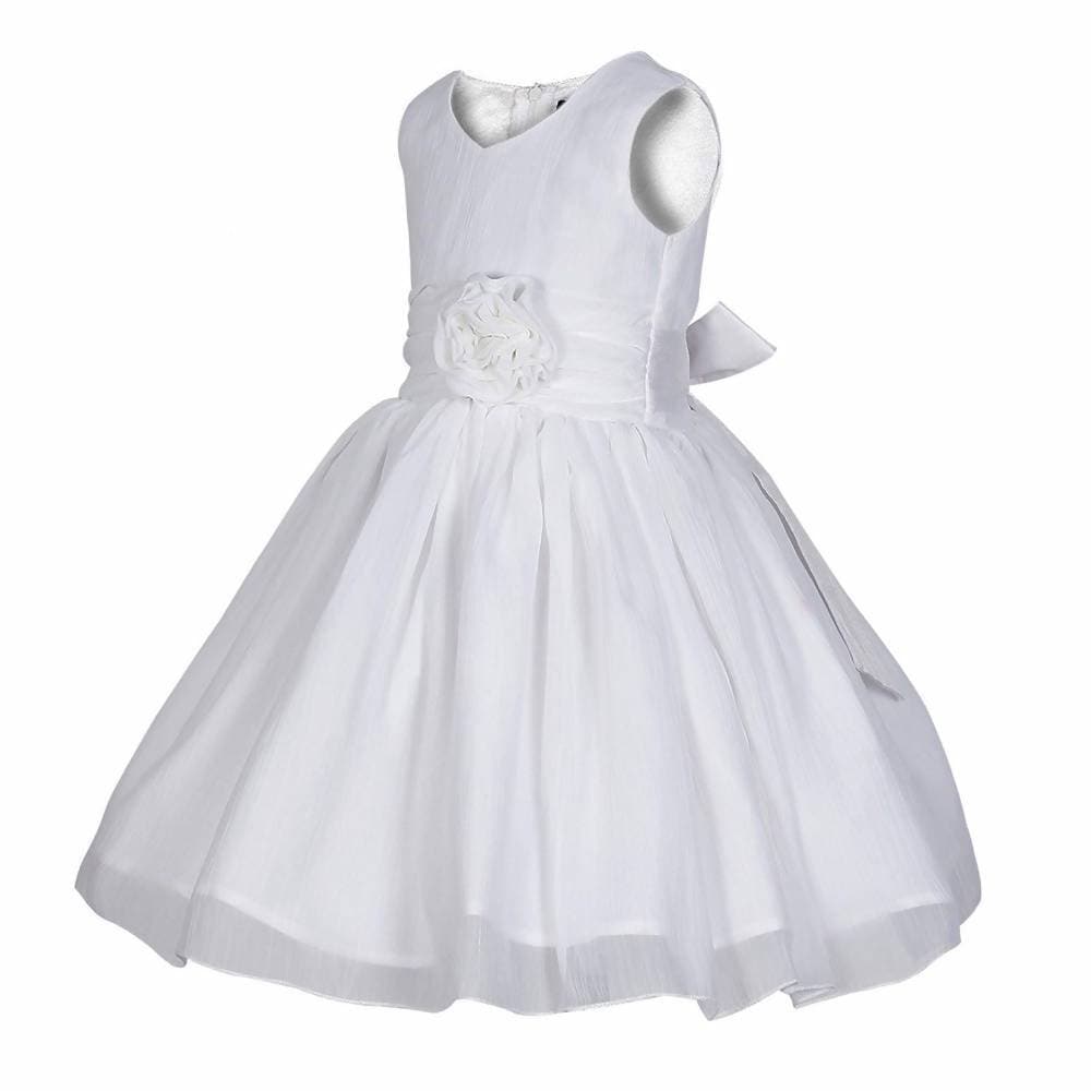 Asmaani Baby Girl's White Colour Satin A-Line Maxi Full Length Dress (AS-DRESS_22170) - Grab2buy