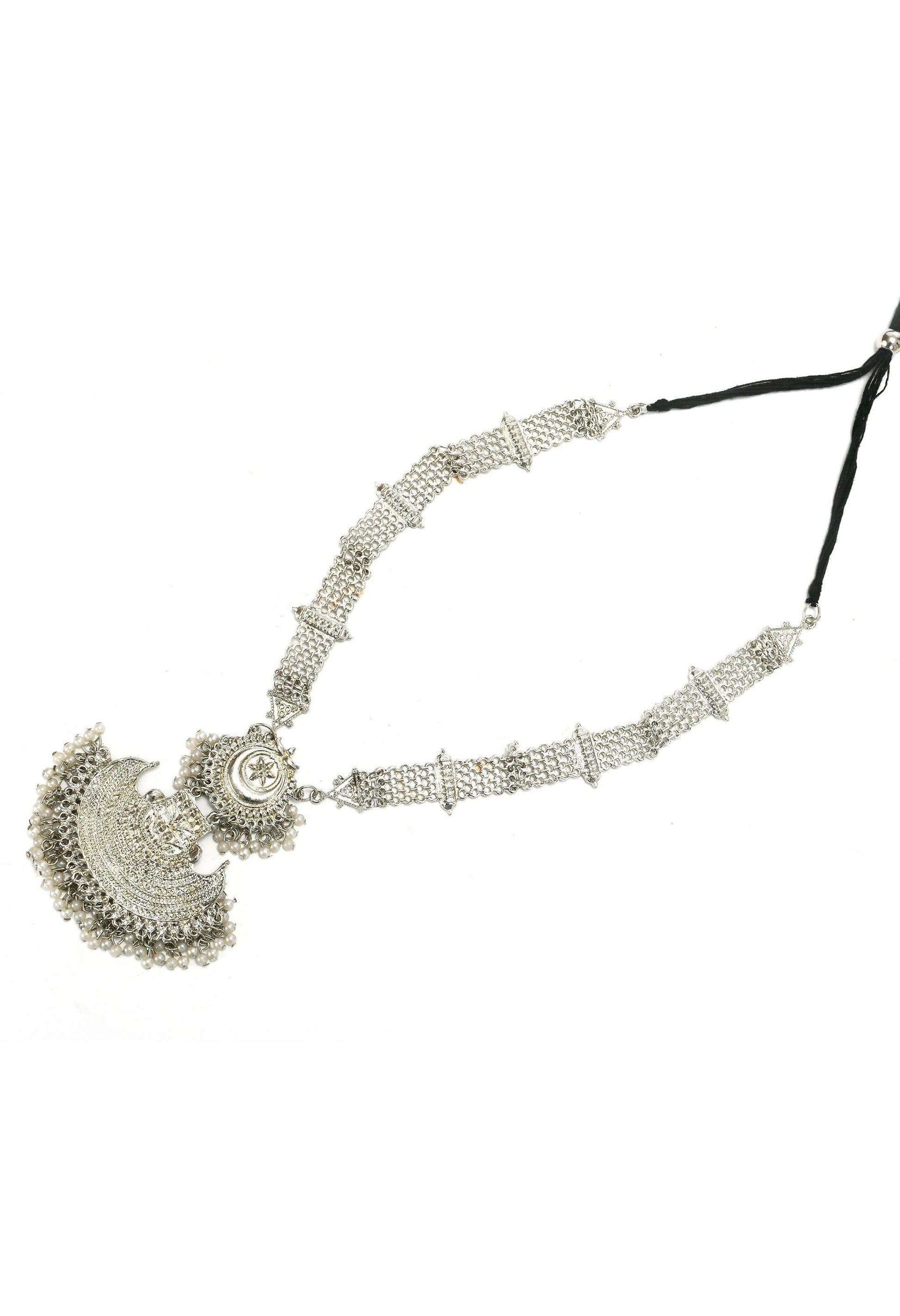 Mominos Fashion Johar Kamal Silver-Plated Brass Finish Rani Haar Statement Necklace For Women - Grab2buy