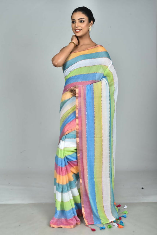 Exclusive Collection Beautiful Multi4 Pure Cotton Woven Handloom Grab2Buy With Running Blouse Piece