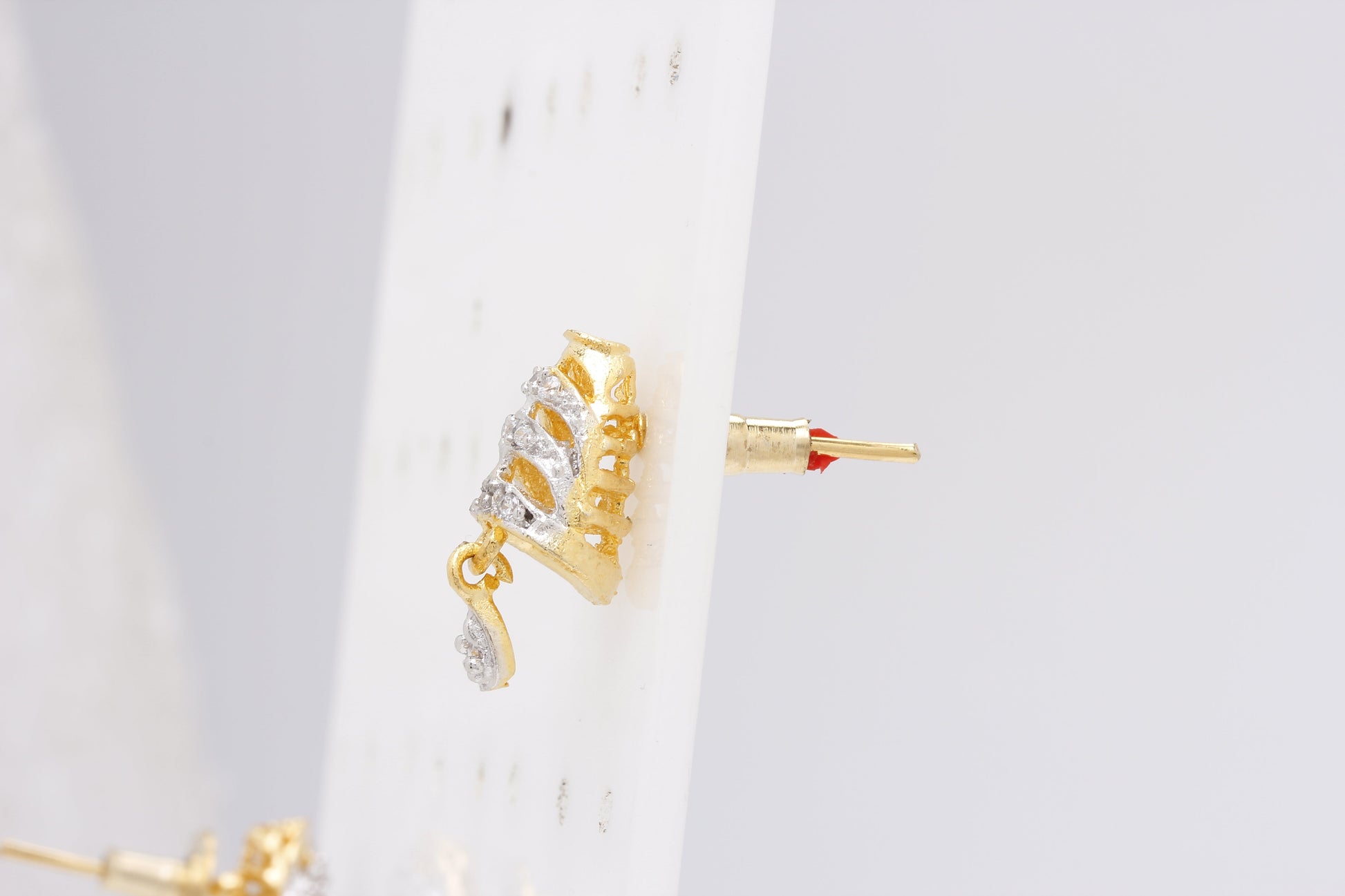 Gold-Plated Alloy Bell Shaped American Diamond Necklace Set - The Pari - Grab2buy