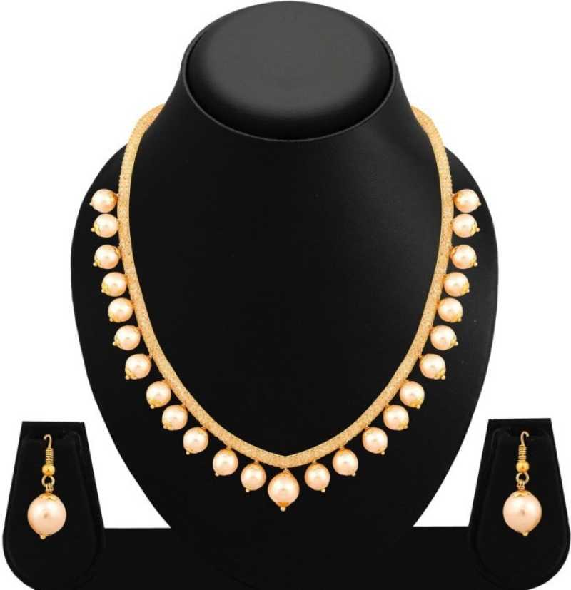 Gold-Plated Alloy Crystal Chain Necklace Set - The Pari - Grab2buy