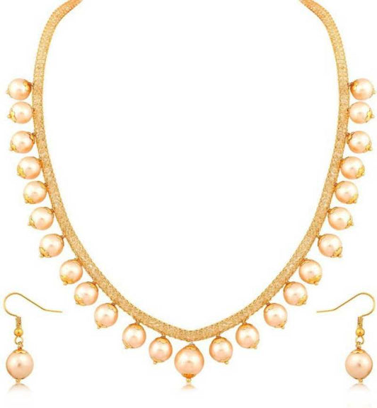 Gold-Plated Alloy Crystal Chain Necklace Set - The Pari - Grab2buy