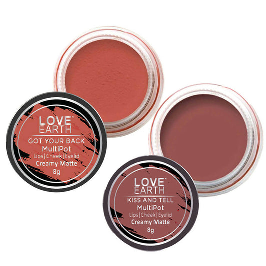 Love Earth Lip Tint & Cheek Tint Multipot Combo (Coral & Mauvish Pink) Grab2Buy Love Earth Grab2Buy