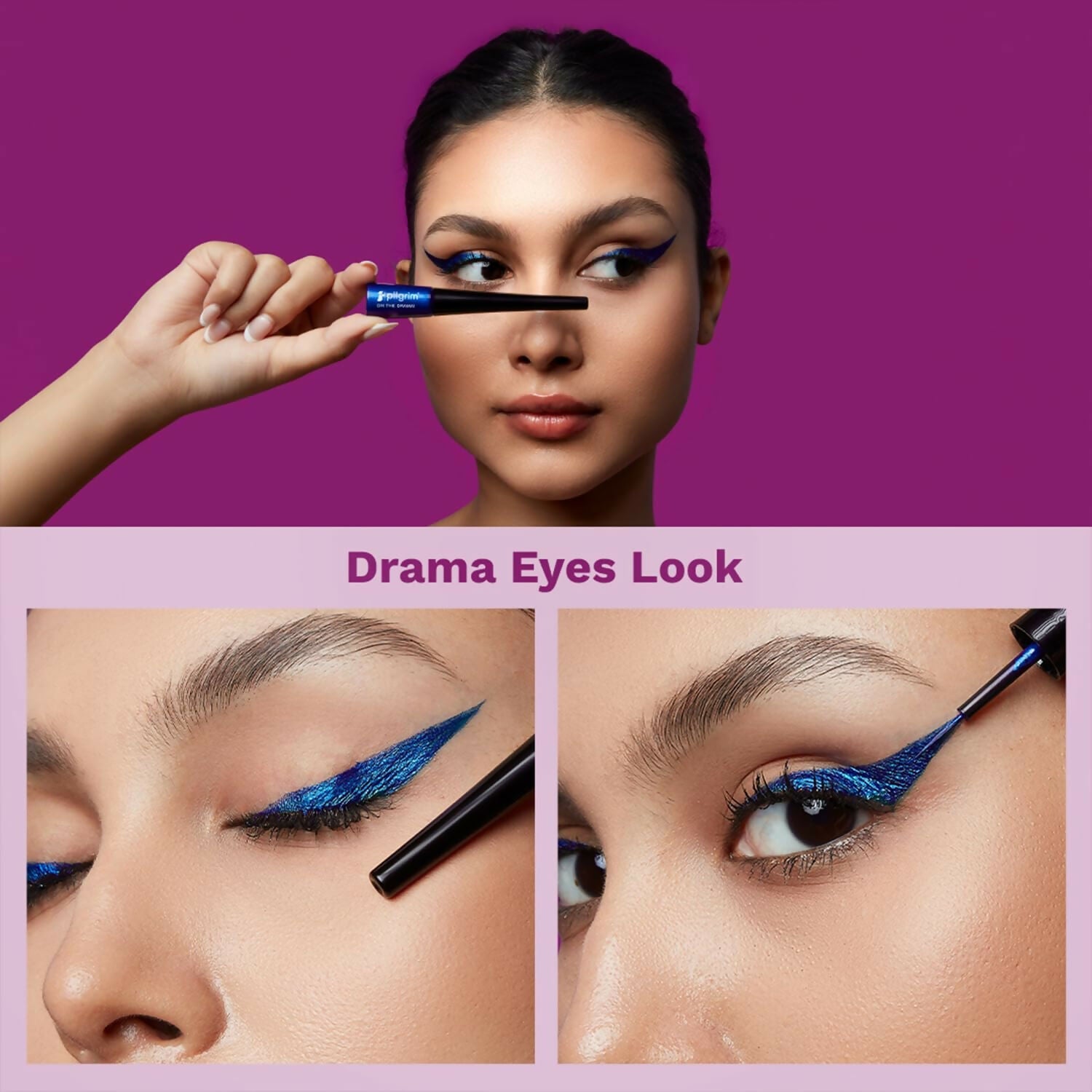 Pilgrim Metallic Eyeliner Blue Rebel, Long Lasting & Smudge Proof Enriched With Argan Oil - Grab2buy