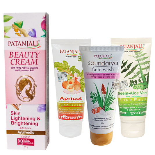 Patanjali Skincare Combo 4-in-1 Set | Complete Ayurvedic Skin Care Routine for Glowing Healthy Skin