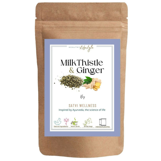 Satvi Wellness Milk Thistle Ginger Tea | Blend of Milk Thistle Ginger Tea Bags | Herbal Tea
