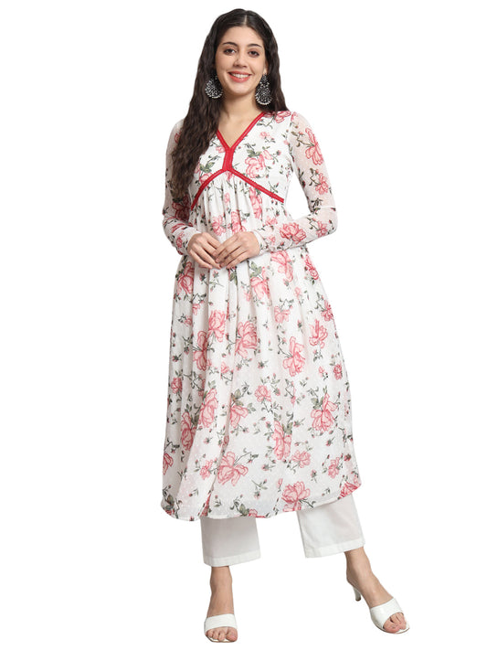 Fab Fashion White Floral Alia Cut Set