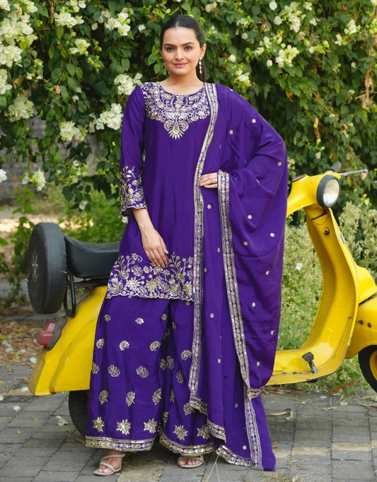Lehenga Mart Designer Sharara Suit For Wedding-Blue