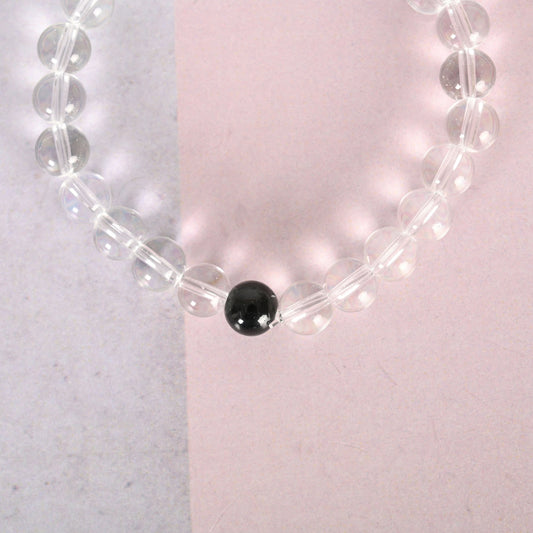 NVR Men & Women Transparent Beaded Elasticated Bracelet
