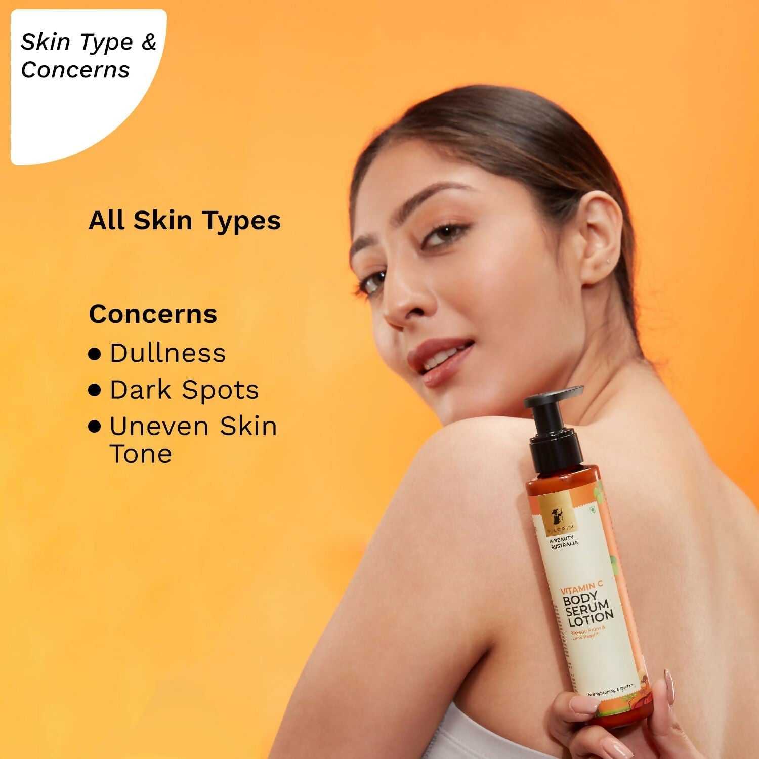 Pilgrim Australian Vitamin C Body Serum Lotion with Kakadu Plum & Lime Pearl, Fades Dark Spots & Evens Skin Tone For Brightening & Detan - Grab2buy