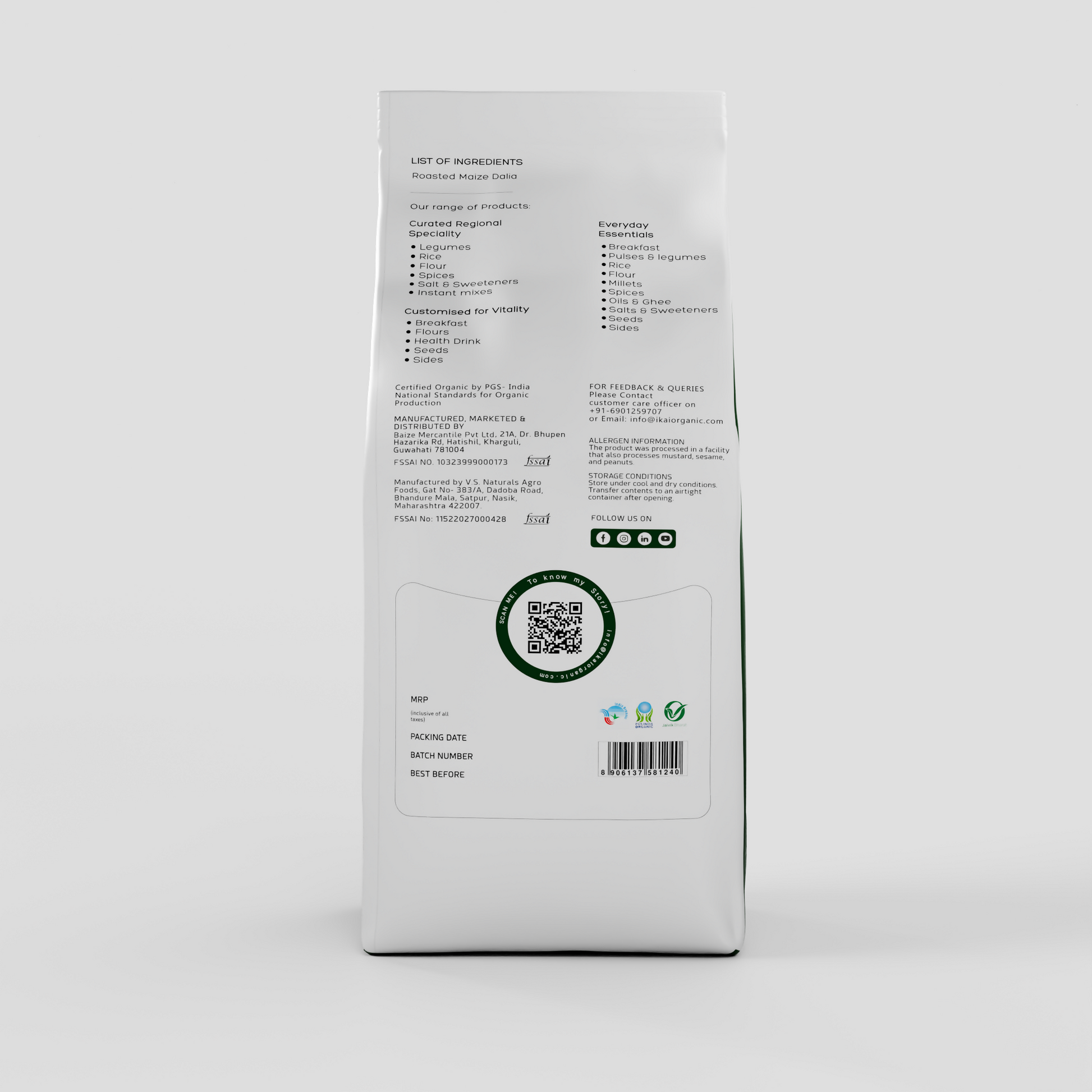 3 - Organic Roasted Maize Dalia - 500 gm