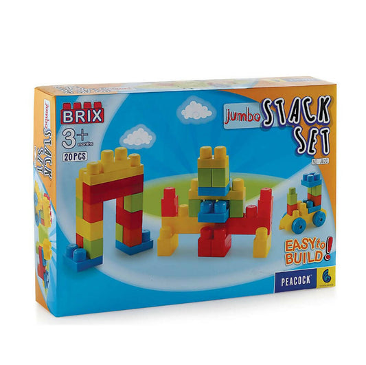 Peacock Learning & Educational Building Interlocking Blocks Set For Kids- Jumbo Brix 20 Grab2Buy Peacock Toys Grab2Buy