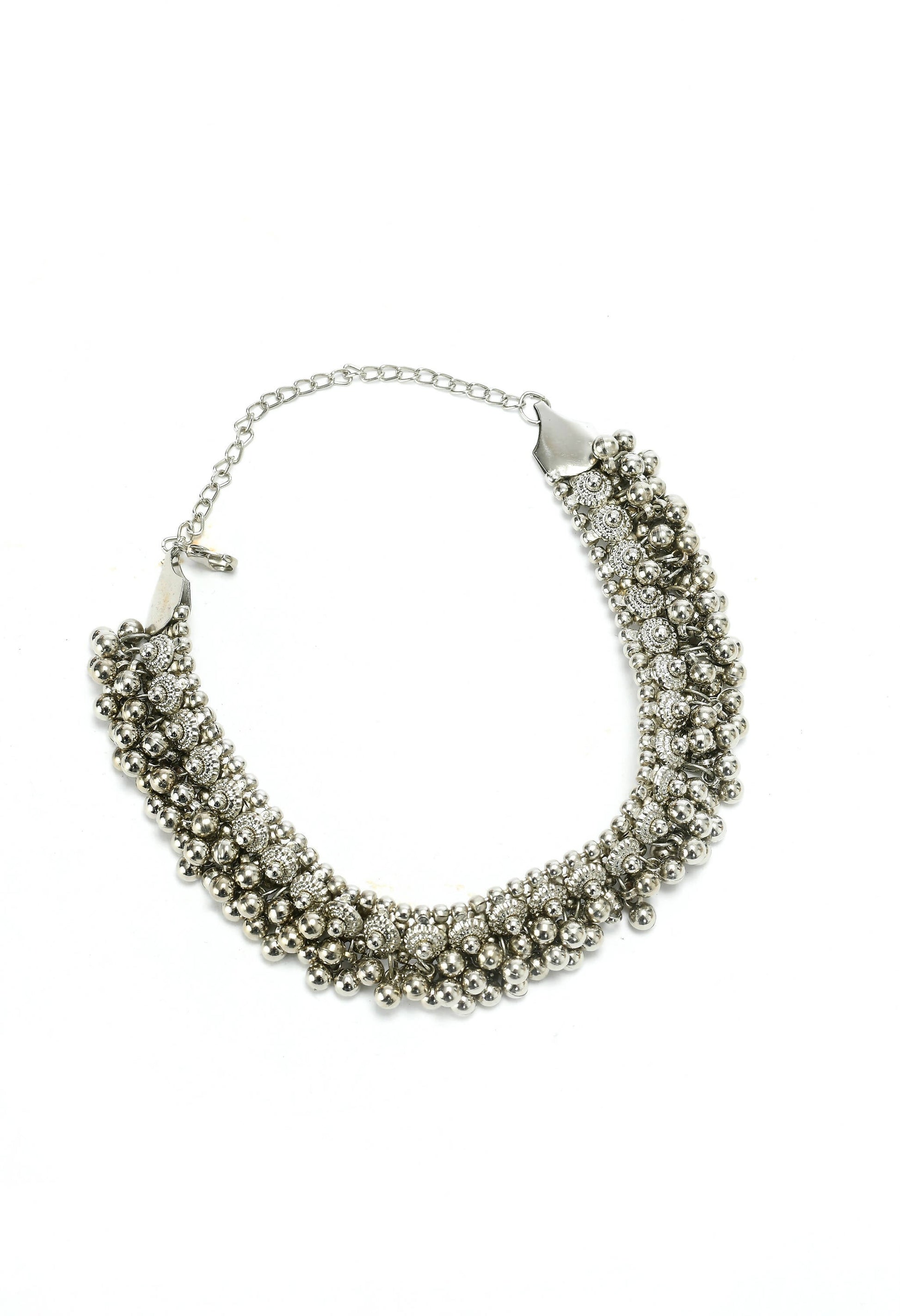 Mominos Fashion Johar Kamal Silver-Plated Brass Finish Ghungroo Work Choker For Women - Grab2buy