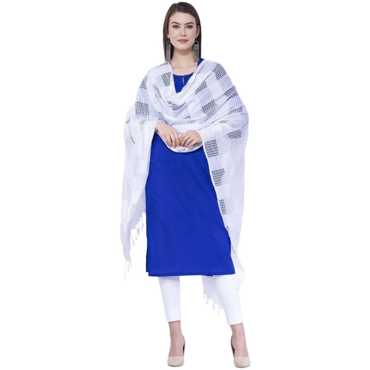 A R SILK Off white Color Window square Cotton Dupattas and Chunnis