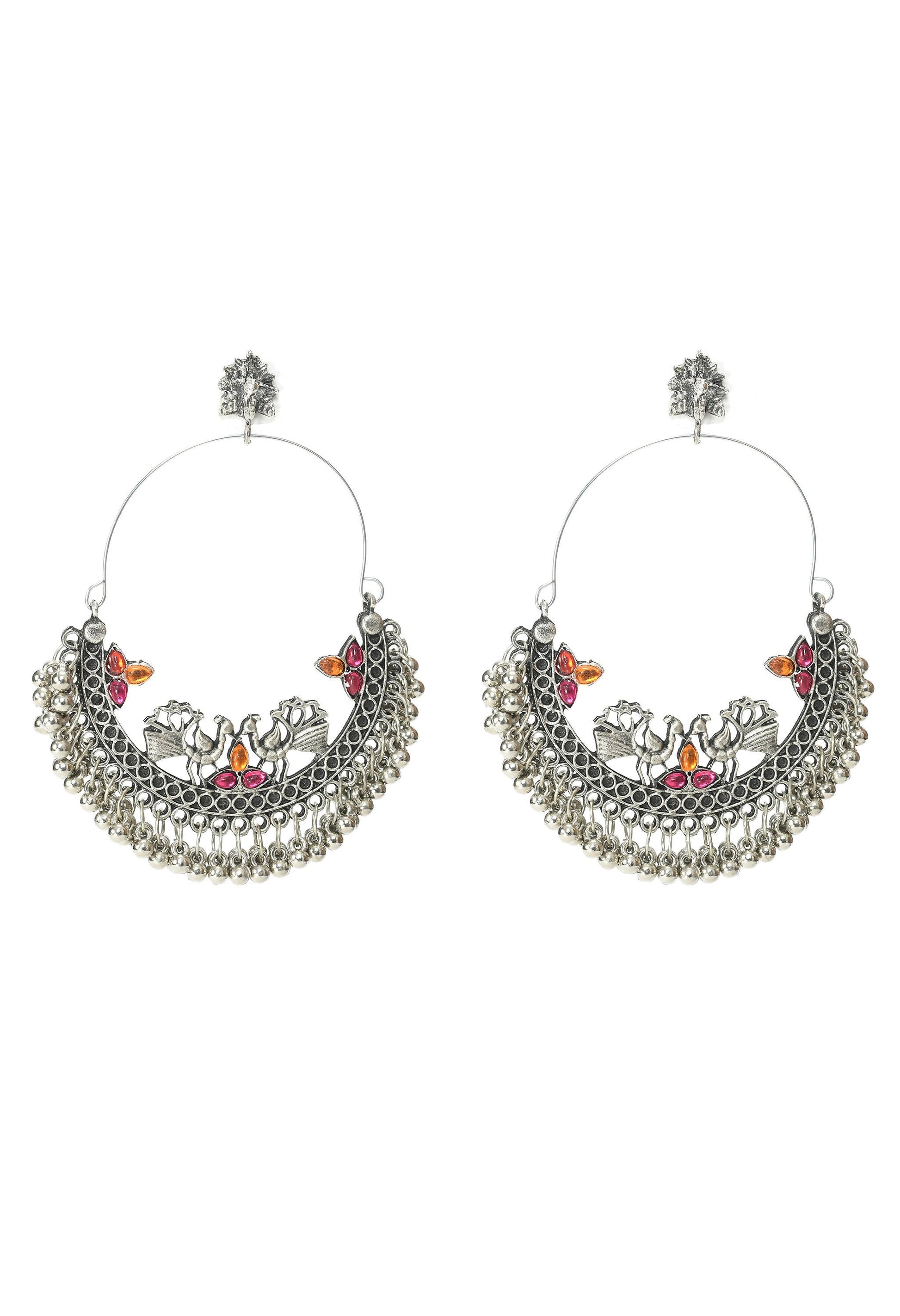Mominos Fashion Johar Kamal Peacock Design Chandbali Earrings - Grab2buy