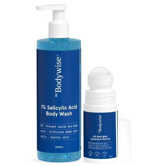 BeBodywise 1% Salicylic Acid Body Wash & 4% AHA BHA Underarm Roll On - Helps Exfoliate Skin Grab2Buy BeBodywise Grab2Buy
