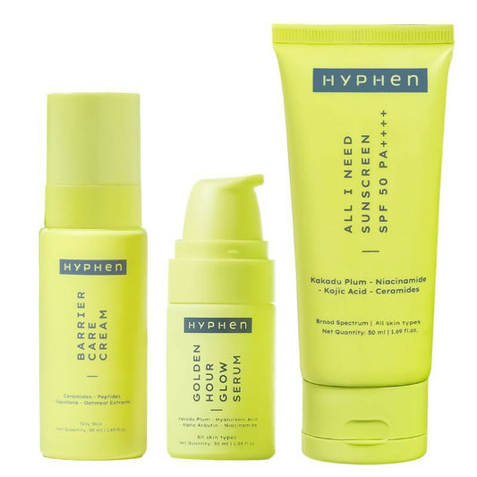 Hyphen By Kriti Sanon Daily Face Care Regime Combo - Oily & Combination Skin, with Glow Serum, Moisturizer & Sunscreen