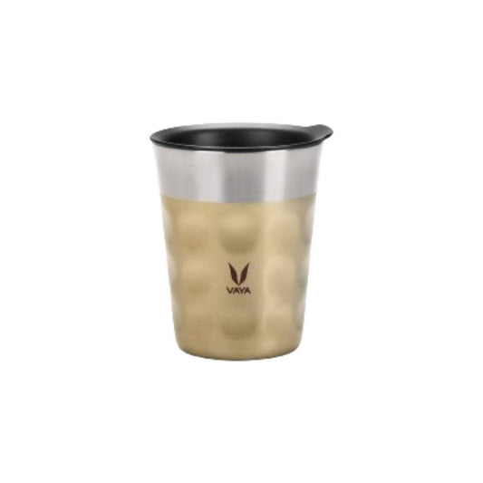 Vaya Popcup Insulated Coffee Mug Tumbler With Lid - 250 ml (Gold) | Grab2Buy