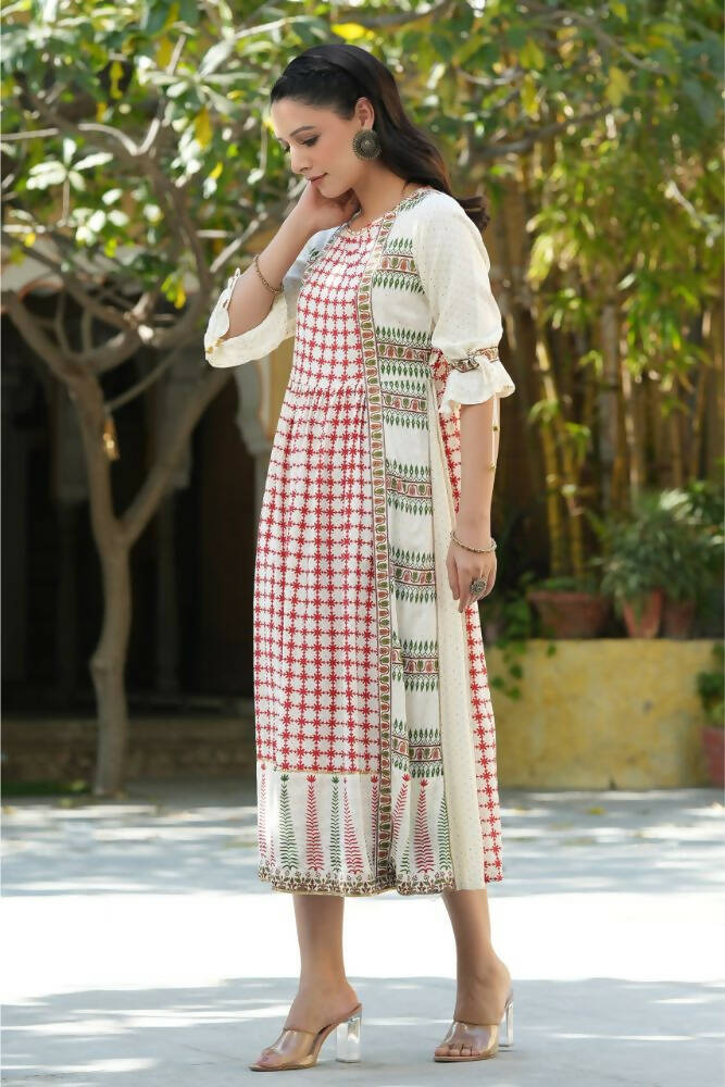 Juniper Women Ivory Rayon Printed A-Line Dress - Grab2buy
