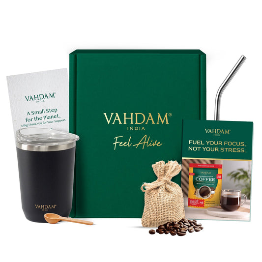 Gift Kit with Wooden Scoop, Stainless Steel Straw & Complimentary Tea Bags