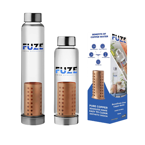 Fuze Glass Bottle With Pure Copper Filter | Grab2Buy