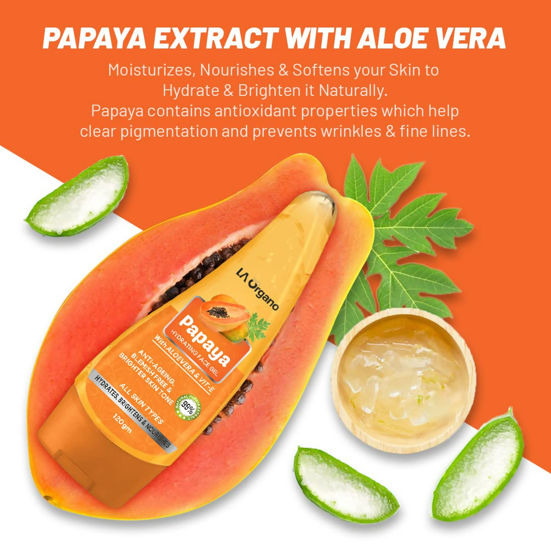 LA Organo Papaya Hydrating Face Gel with Alovera & Vit-E & Arabica Coffee Peel Off Mask Combo - Grab2buy