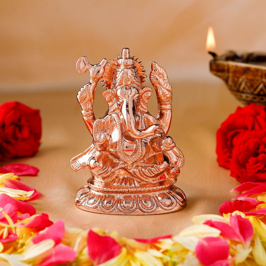 Estele Pink/Rose Gold-Polished Spiritual Ganesha Idol for Poja/Car decor Estele Accessories