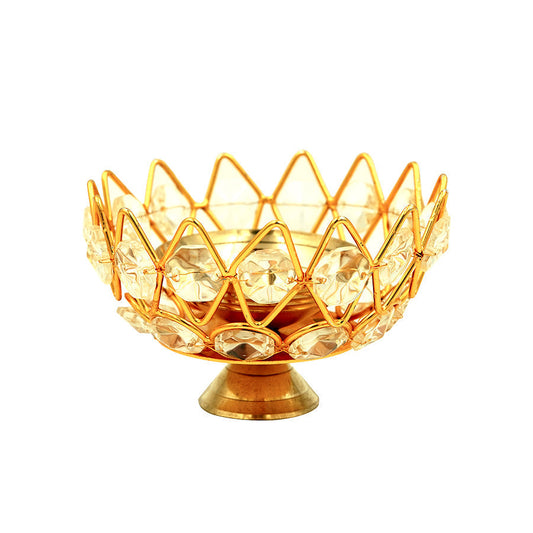 Shubhkart Nitya Brass Gomedh Crystal Pyali Diya (small) | Swadesiicart
