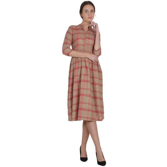 Kanoor Women's Red Rayon Frock Style Kurti