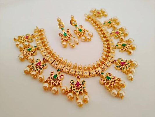 Amazing Multicolor Bridal Necklace Set Grab2Buy Mokshi Collections Grab2Buy
