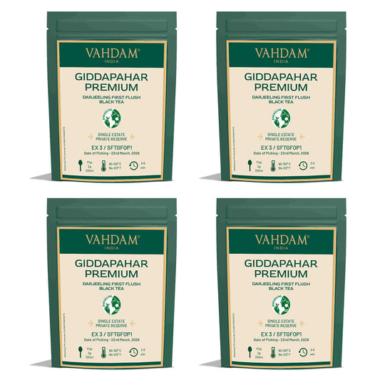 2026 Giddapahar Premium Darjeeling First Flush Tea DJ FF BT/ 100g/ Pack of 4