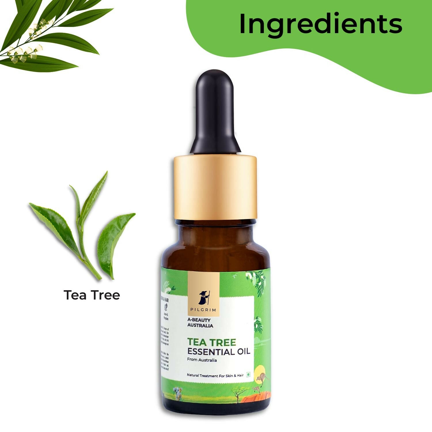 Pilgrim Australian Tea Tree Essential Oil For Hair, Skin Care, Acne & Pimples - Grab2buy