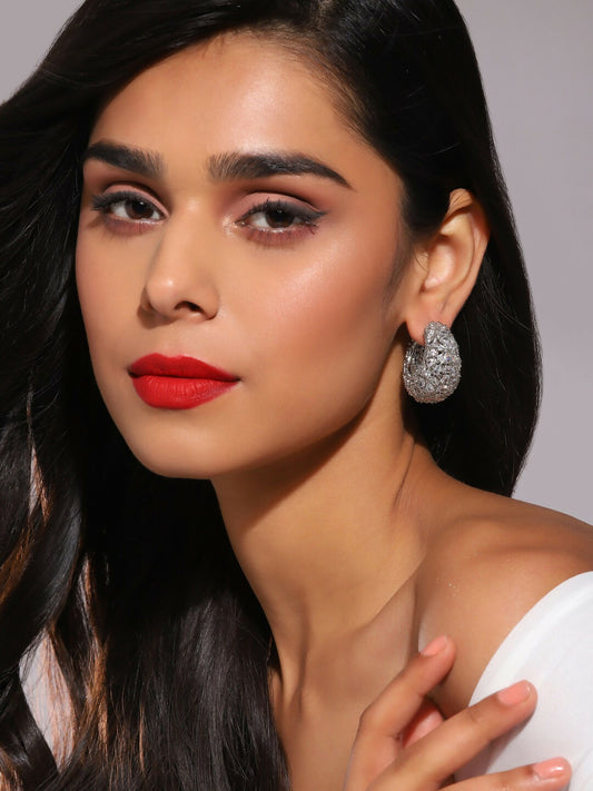 American Diamond Hoops Earrings- Ruby Raang Grab2Buy Ruby Raang Grab2Buy
