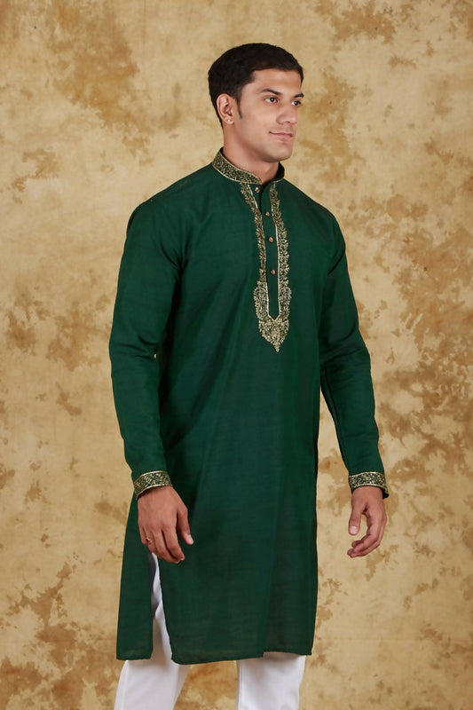 Bluesaanchi Men's Sunshine Handwoven Embroidered Castleton Kurta Set | Swadesiicart