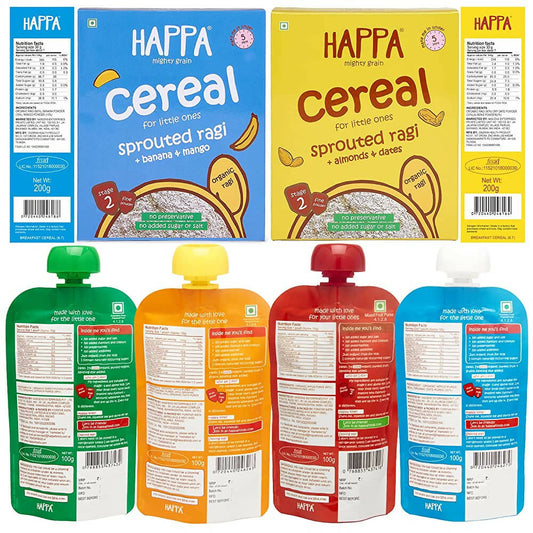 Happa Organic Baby Food, Fruit Puree and Cereal Combo - Grab2buy