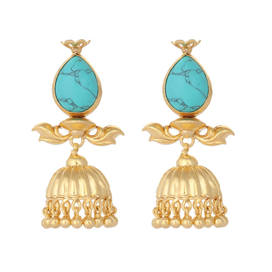 Nuyug 22K Gold Plated Turquoise Grace Earrings | Swadesiicart
