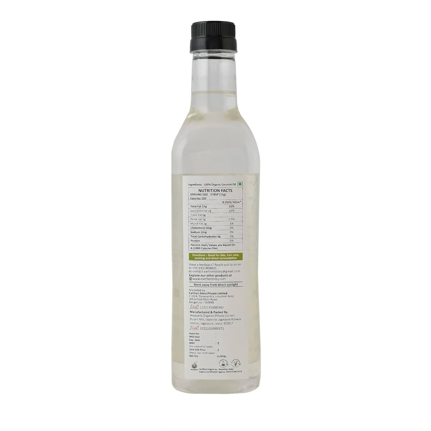 Earthen Story Certified Organic coconut oil - Distacart
