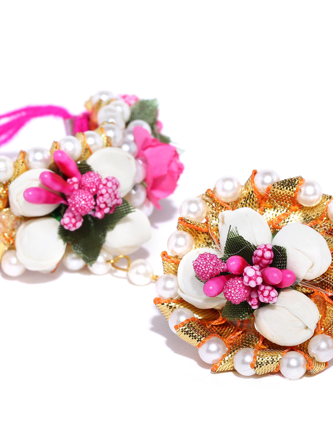 Priyaasi Women Floral Design Yellow And Red Colour Handcrafted Fancy Hathphool - Grab2buy