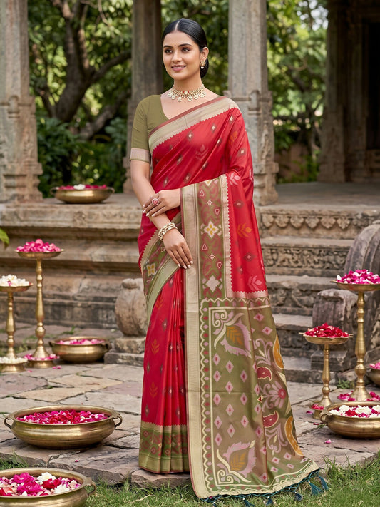 Shree Shyam Fashion Red Soft Silk Saree