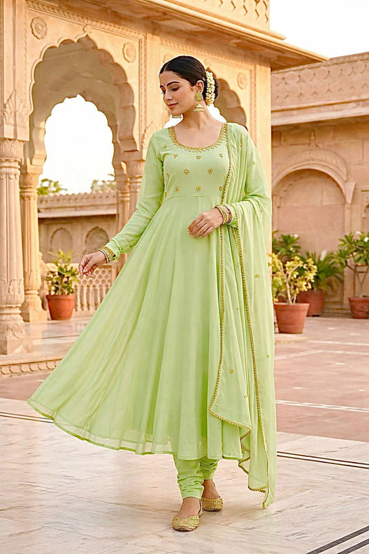 Teeya Creation New Trendy Anarkali Gown Set - Light-Green