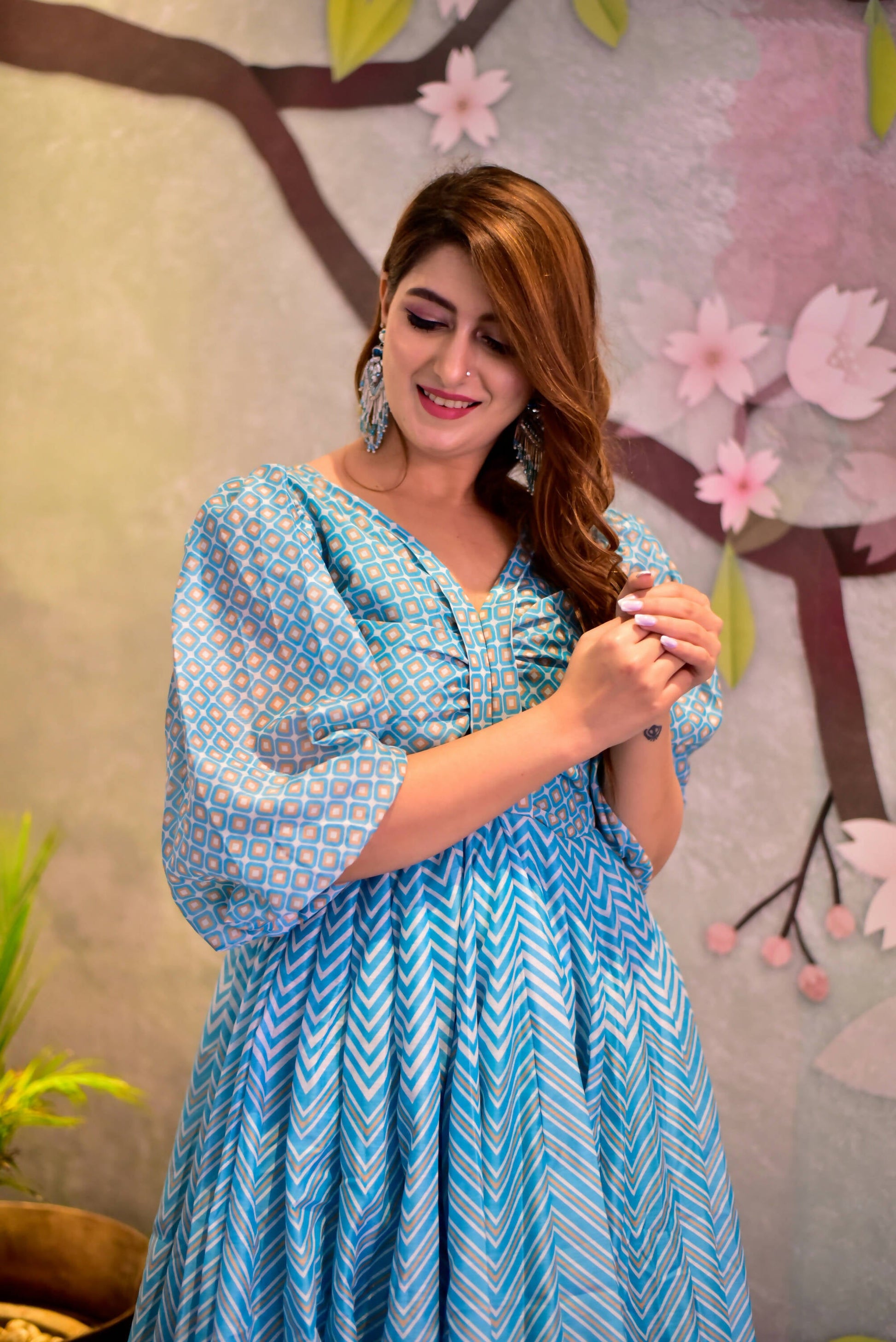 Casual Designer Sky Cotton Silk Gown - Anbazaar - Grab2buy