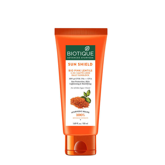 Biotique Bio Pink Lentils 3 In 1 Matte Look Sun Shield SPF 40 Grab2Buy Biotique Grab2Buy