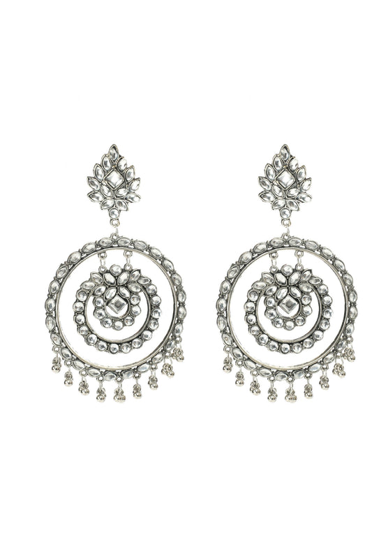Mominos Fashion Johar Kamal Women's White Kundan Circles Earrings - Grab2buy