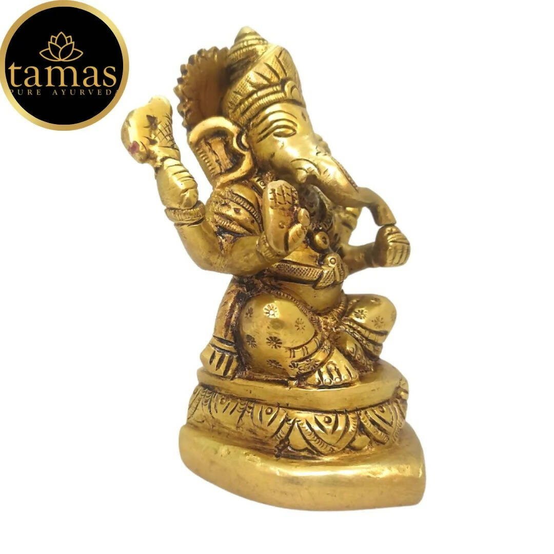 Tamas Brass Handmade Ganesh Statue for Good Luck, Success and Prosperity (Golden) - Grab2buy