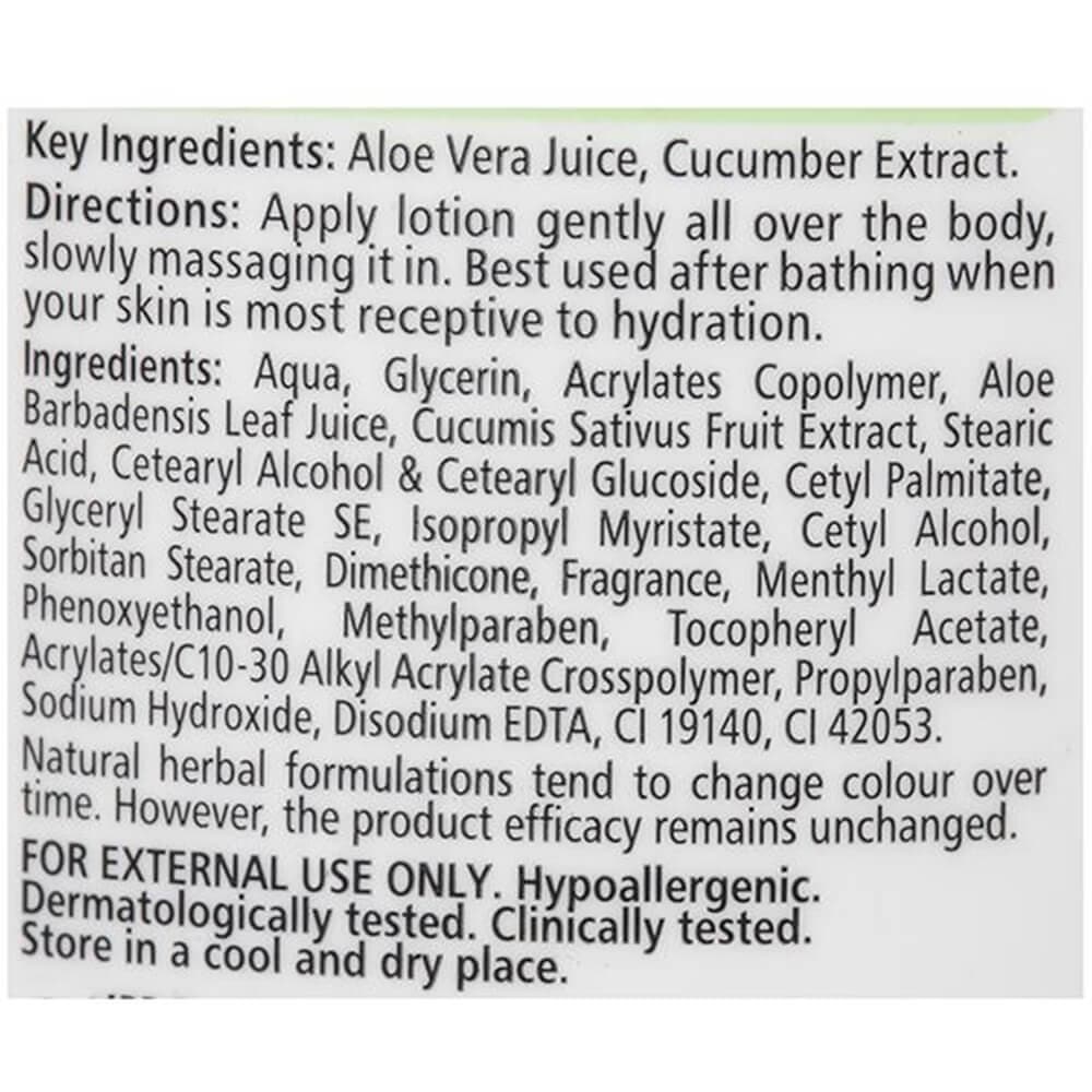 Himalaya Aloe & Cucumber Refreshing Body Lotion Ingredients