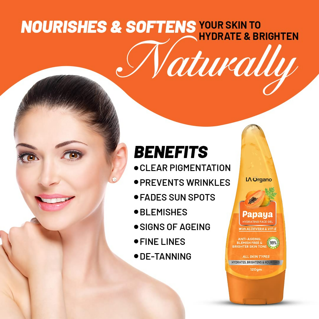 LA Organo Papaya Hydrating Face Gel with Alovera & Vit-E & Arabica Coffee Peel Off Mask Combo - Grab2buy