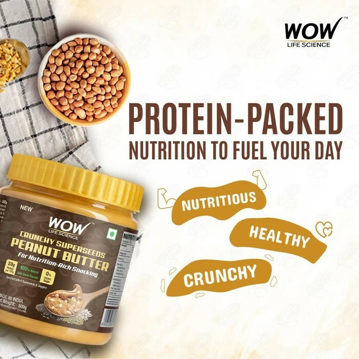 Wow Life Science Crunchy Superseeds Peanut Butter - Distacart
