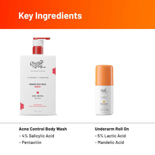 Chemist At Play Salicylic Acid Acne Body Wash & AHA Underarm Roll On Combo Grab2Buy Chemist At Play Grab2Buy