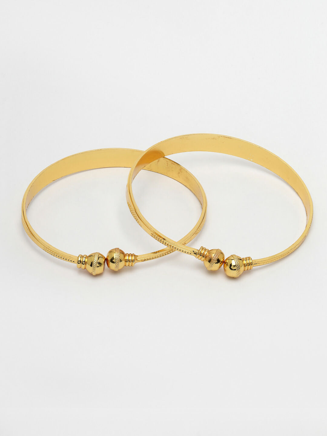 NVR Women's Set of 2 Gold-Plated Handcrafted Adjustable Bangles - Grab2buy