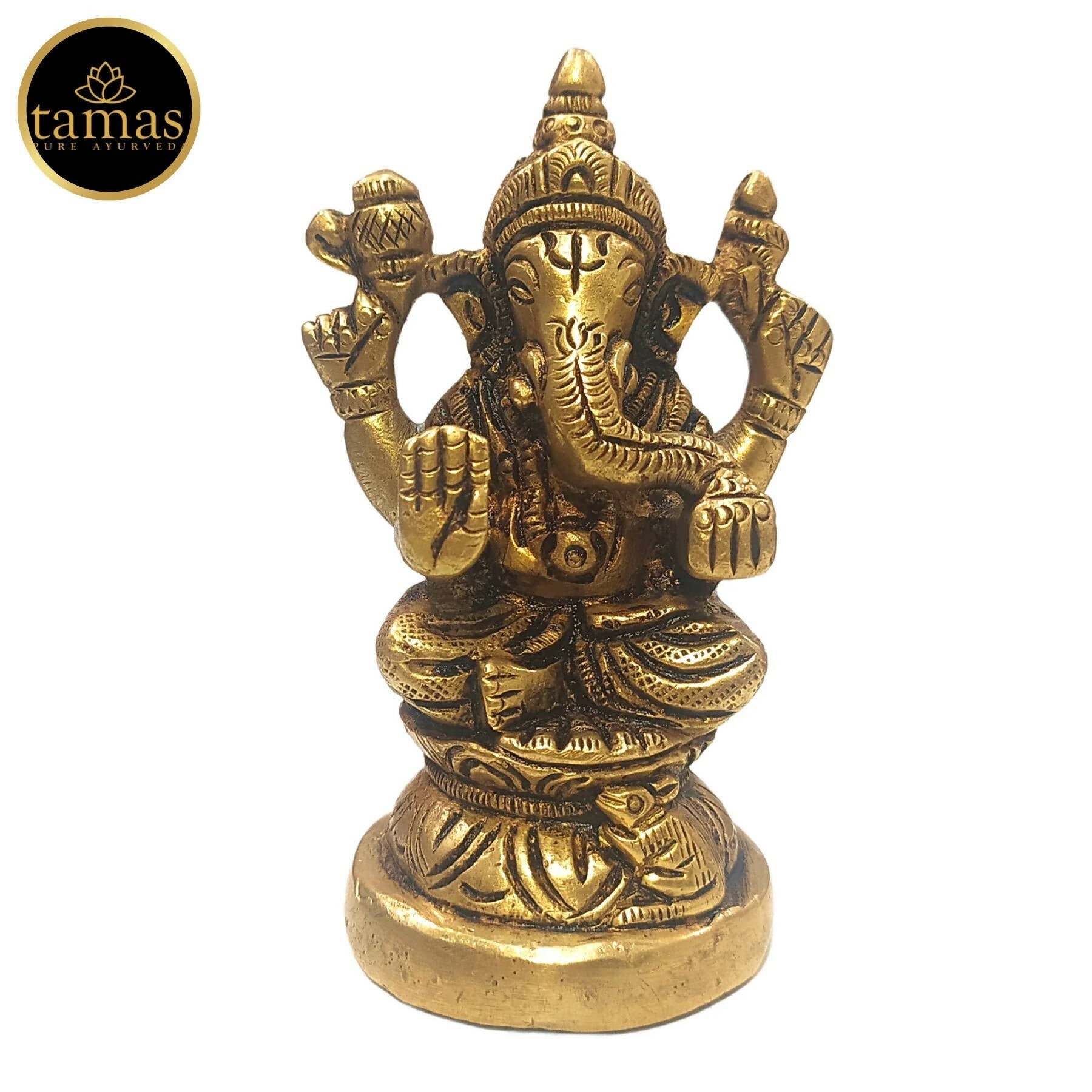 Tamas Brass Handmade Vinayakmoorti Ganesha Statue (Golden) - Grab2buy